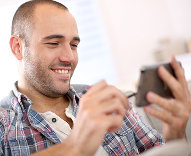 Man reading reviews