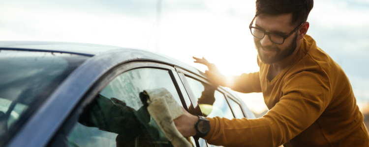 Man Cleaning Car Man Cleaning Car
