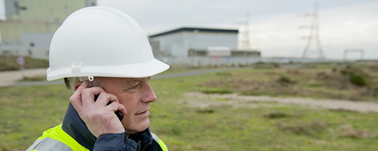 Union member on his cellular phone